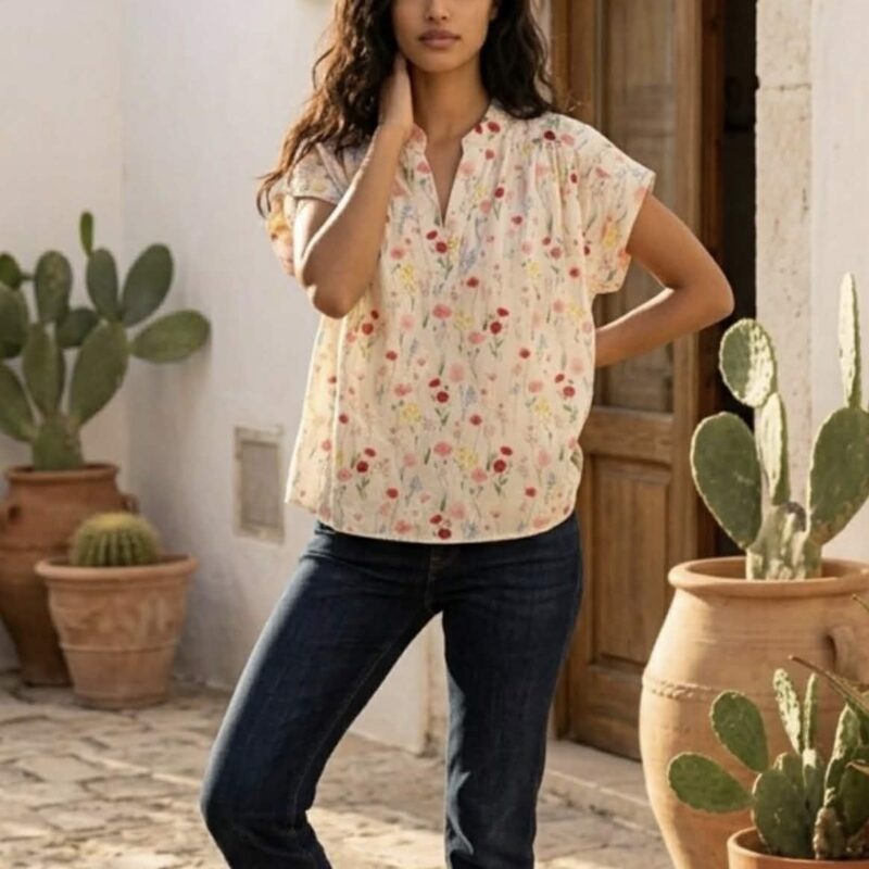 LECOCO Zoe top med flowerprint