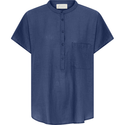 Frau Colombo ss linen top Deep Cobolt