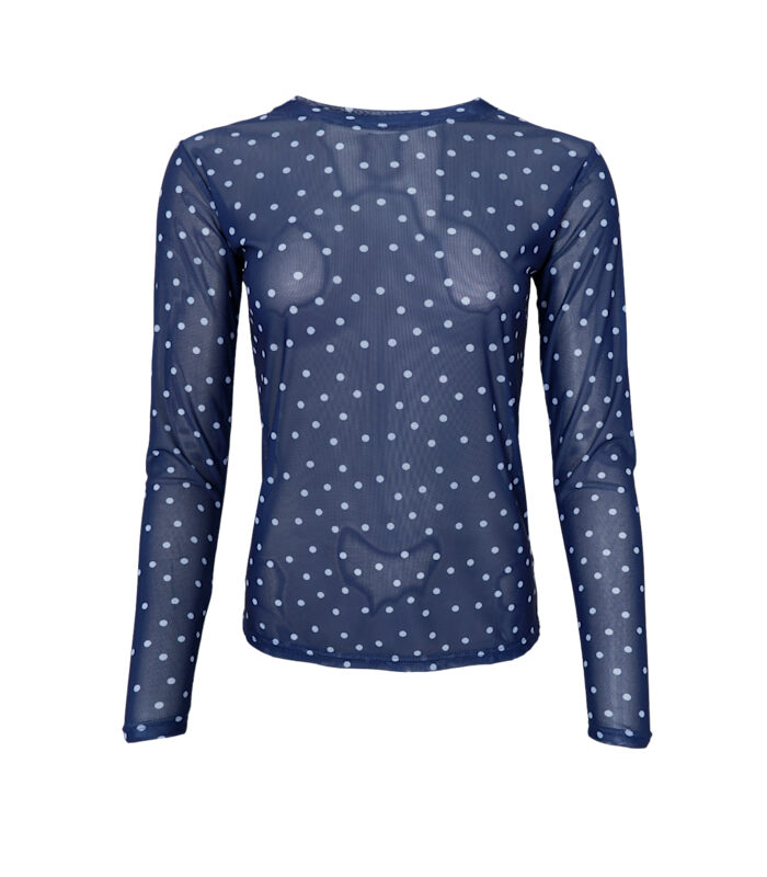 Black Colour mesh bluse navy med prikker