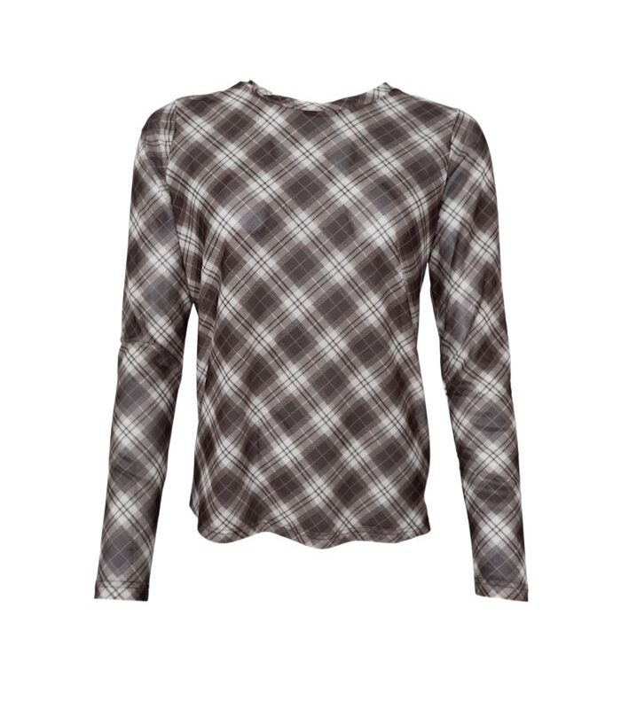 Black Colour mesh bluse brun Tartan