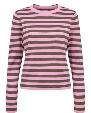 Nümph pullover pink m/brune striber