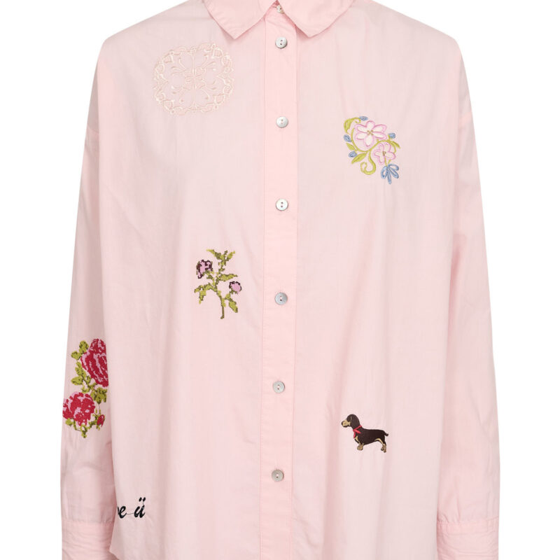 Nümph skjorte lyserød m/blomster