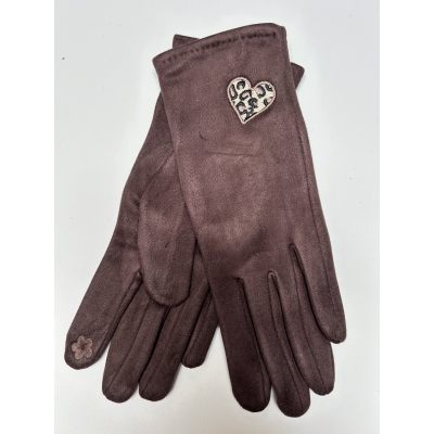 Three M handske brun m/hjerte