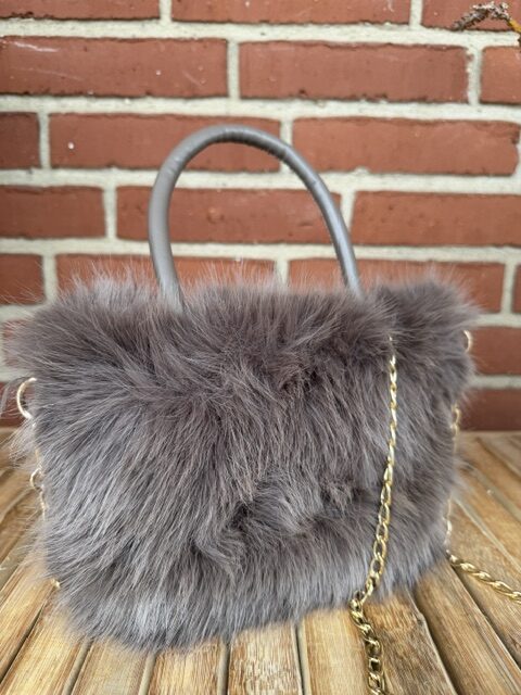 Three M fake fur taske taupe