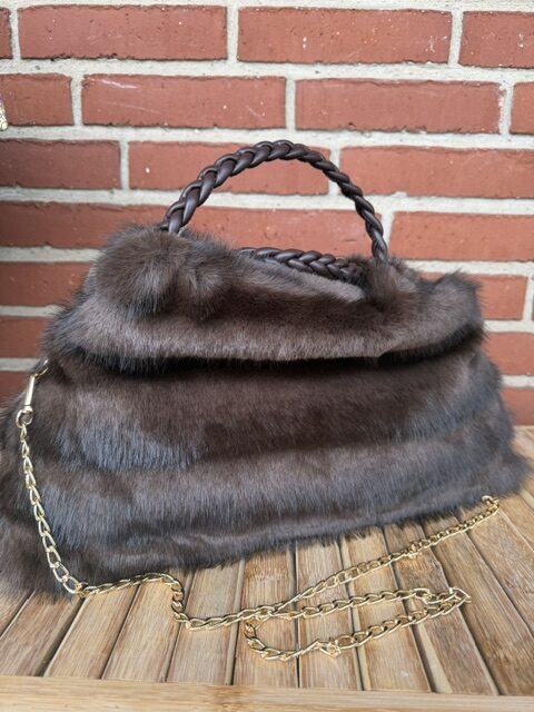 Three M fake fur taske brun