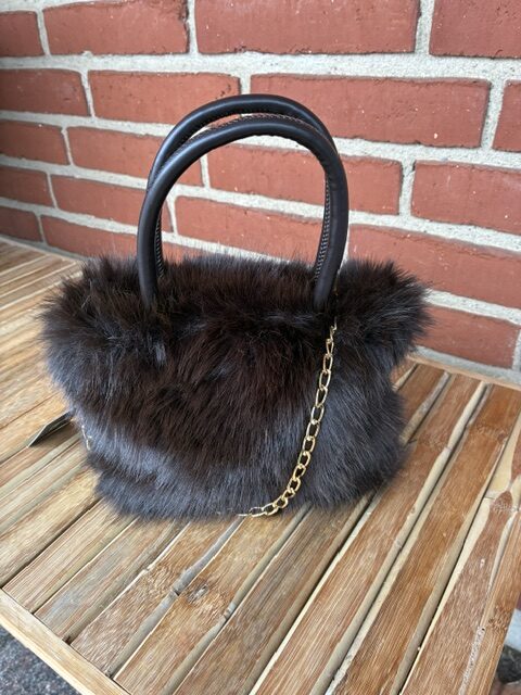 Three M fake fur taske brun